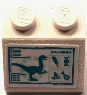 Lego Slope 45 2 x 2 with Dark Turquoise 'GALLIMIMUS' and Dinosaur on Screen Pattern (Sticker) - Set 75940