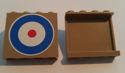 Lego Panel 1 x 4 x 3 with Side Supports - Hollow Studs with Blue Circle and Red Dot (British Roundel) Pattern (Sticker) - Set 10226