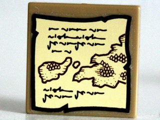 Lego Tile 2 x 2 with Map Gondor Pattern (Sticker) - Set 10237