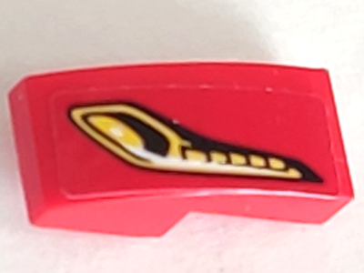 Lego Slope, Curved 2 x 1 x 2/3 with Yellow and Black Headlight Pattern Model Left Side (Sticker) - Set 75886