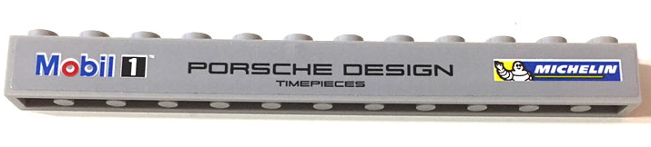 Lego Brick 1 x 12 with 'Mobil 1', 'PORSCHE DESIGN TIMEPIECES' and Michelin Logo Pattern (Sticker) - Set 75888 / Light Bluish Gray