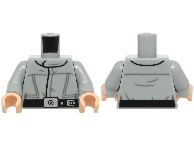 Lego Torso SW Imperial Crew Uniform Jumpsuit with Straight Black Belt with Silver Buckle and Dot Pattern / Light Bluish Gray Arms / Light Nougat Hands