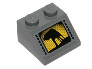 Lego Slope 45 2 x 2 with SW AT-AT Black and Yellow Pattern (Sticker) - Set 75014 / Dark Bluish Gray