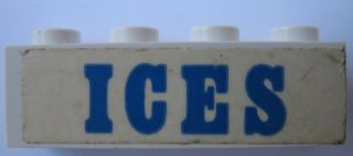 Lego Brick 1 x 4 with Blue 'ICES' Pattern (Sticker) - Set 1589-1