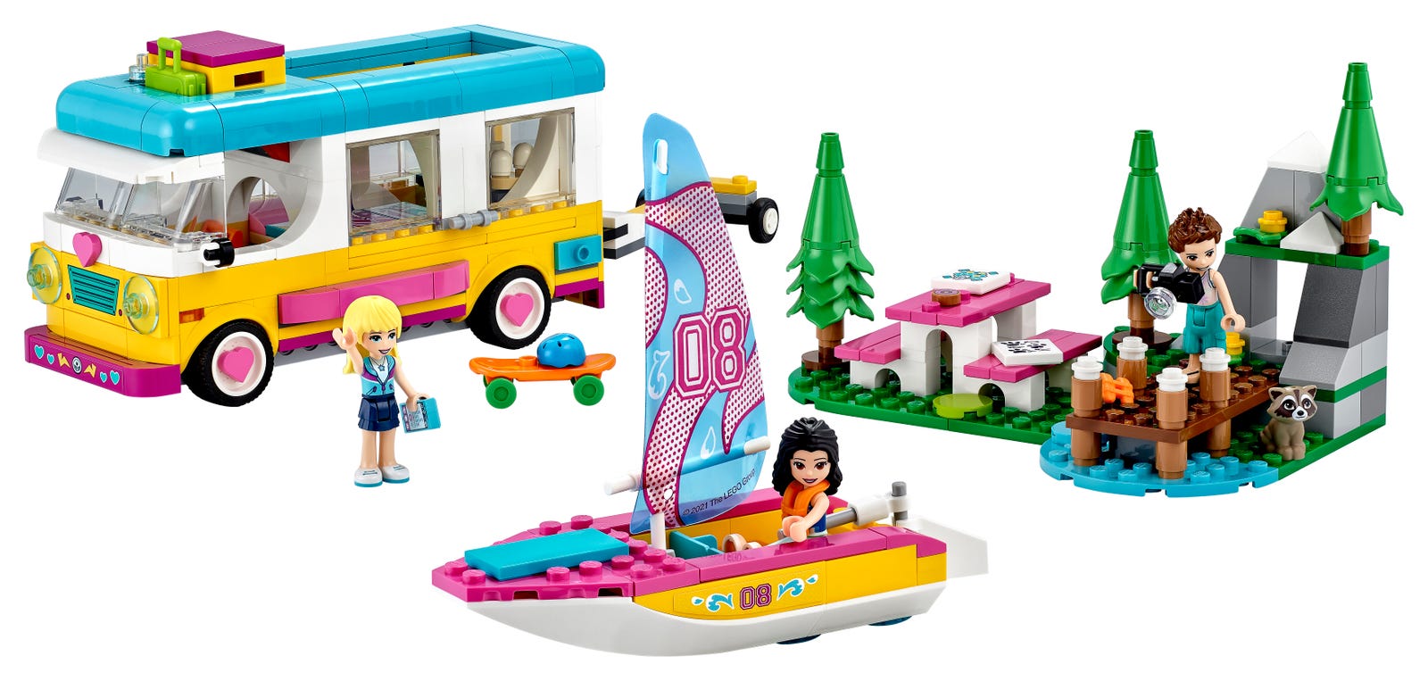 Lego Forest Camper Van and Sailboat