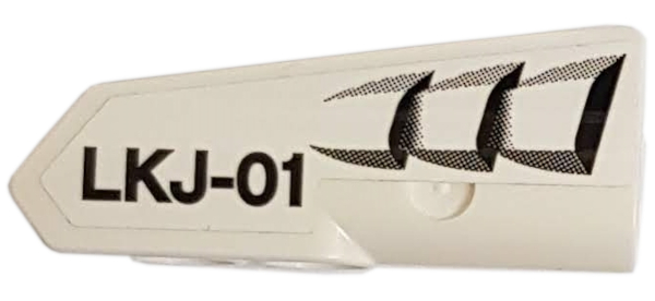Lego Technic, Panel Fairing #21 Very Small Smooth, Side B with Air Intake and 'LKJ-01' Pattern (Sticker) - Set 42057 / White