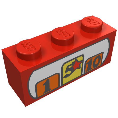 Lego Brick 1 x 3 with Cash Register Print / Red