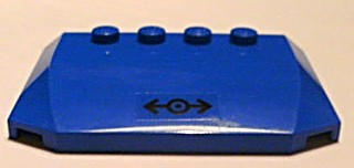 Lego Wedge 4 x 6 x 2/3 Triple Curved with Train Logo Black Pattern (Sticker) - Set 7898 / Blue