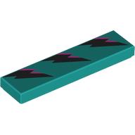 Lego Tile 1 x 4 with Black/Lavender Lightning Bolts Print