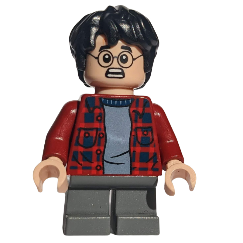 Lego Harry Potter, Open Red Flannel Shirt, Dark Bluish Grey Short Legs