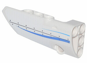 Lego Technic, Panel Fairing # 3 Small Smooth Long, Side A with Blue Curved Stripes and Rivets Pattern (Sticker) - Set 42025