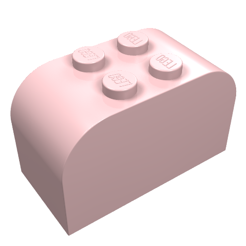 Lego Brick Curved 2 x 4 x 2 Double [Plain] / Light Pink