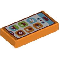 Lego Tile 1 x 2 with Smart Phone, Icons Print / Orange