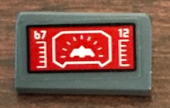 Lego Slope 30 1 x 2 x 2/3 with Red Target Screen with '67' and '12' Pattern (Sticker) - Set 76127