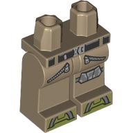 Lego Hips and Dark Tan Legs with Black Belt, Silver Belt Buckle, Knee Pad, Zipper, Olive Green Toes print