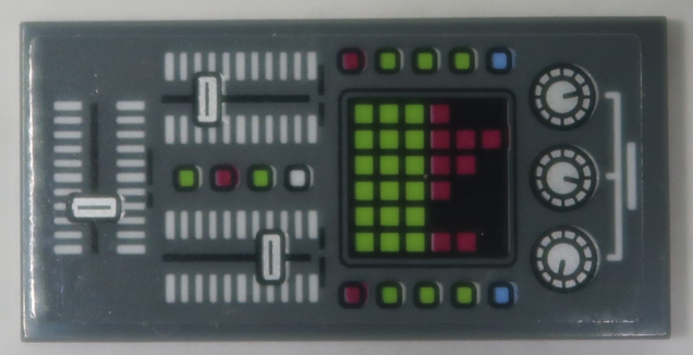 Lego Tile 2 x 4 with DJ Mixing Console with Knobs, Faders, Lights and Buttons Pattern (Sticker) – Set 70919