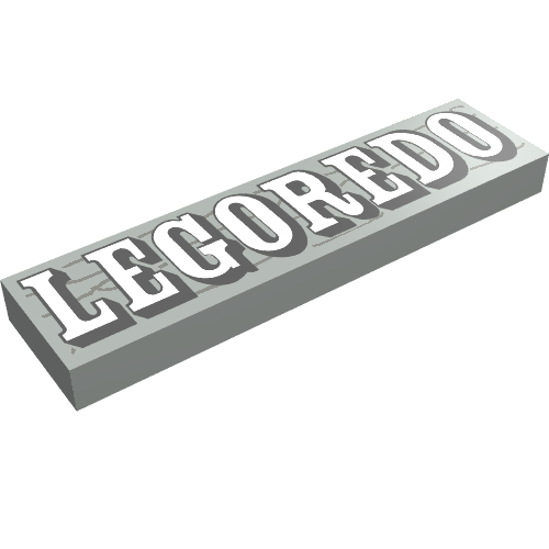 Lego Tile 1 x 4 with 'LEGOREDO' Print / Light Gray