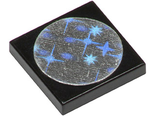 Lego Tile 2 x 2 with Holographic Stars Pattern (Sticker) - Sets 6856 / 6899 / Black