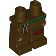 Lego Hips and Dark Brown Legs with Green Belt, Medium Nougat Ropes and Patches, Dark Red Patches Print (Scarecrow) / Dark Brown