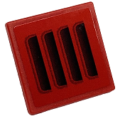 Lego Road Sign 2 x 2 Square with Open O Clip with Black and Dark Red Air Vents Pattern (Sticker) - Set 76934 / Red