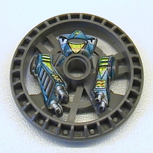 Lego Technic Disc 5 x 5 Notched, Stunner Print / Dark Gray