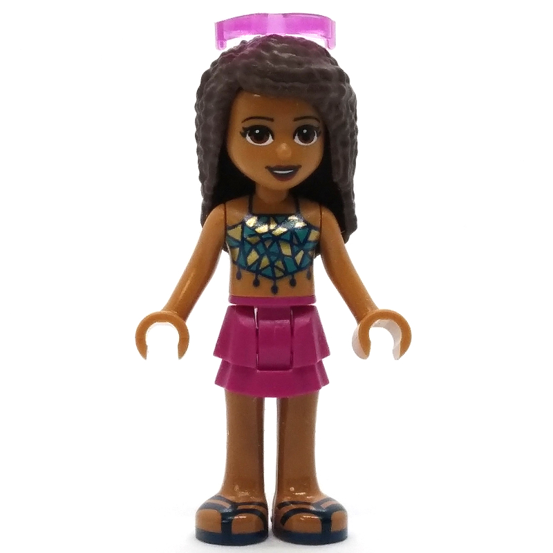 Lego Andrea - Dark Turquoise Top, Magenta Skirt, Dark Brown Hair, Glasses