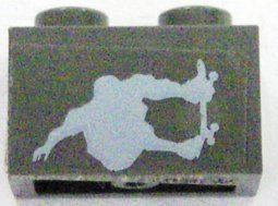Lego Brick 1 x 2 with Gravity Games Skateboarder Pattern (Sticker) - Set 3535