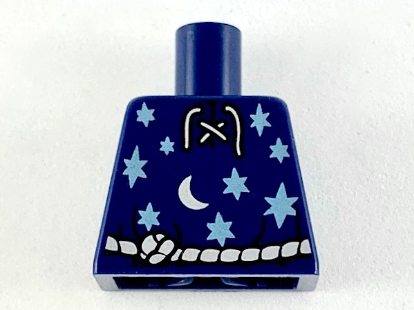 Lego Torso Lace-up Shirt with Moon and Stars and Silver Rope Belt Pattern (BAM) / Dark Blue