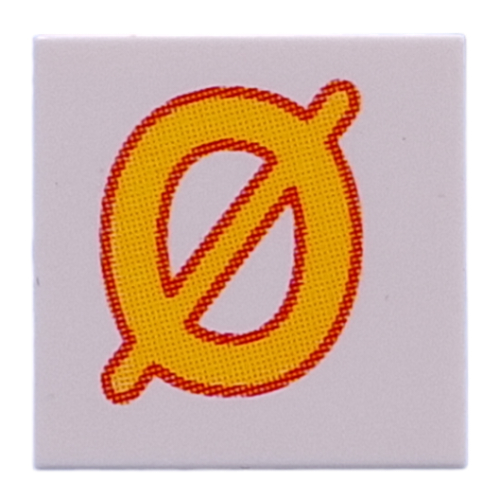 Lego Tile 2 x 2 with Yellow 'Ø' Print