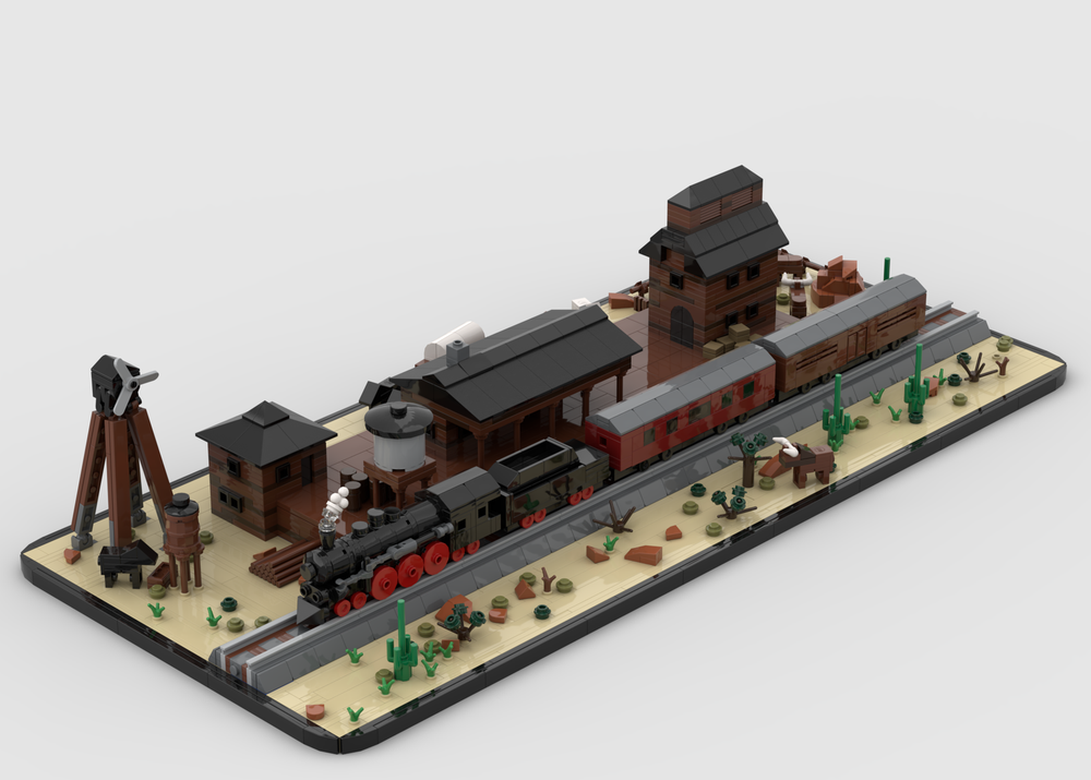 Lego Western Steam Train and Station (microscale)