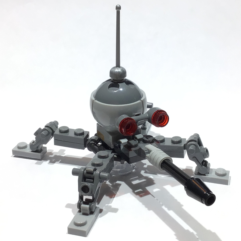 Lego Dwarf Spider Droid, Dark Bluish Gray Dome, Fixed Black Cannon