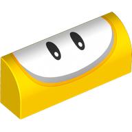 Lego Brick Curved 1 x 4 x 1 1/3 No Studs with White Oval with 2 Black Eyes Print