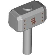 Lego Tool Hammer / Sledgehammer with Copper Runes, Rivets print / Light Bluish Gray