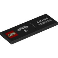 Lego Tile 2 x 6 with 'LEGO', 'BATMAN FOREVER", White Batman Logo, Question Mark Print
