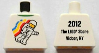 Lego Torso Classic Space Minifigure Floating Front, 2012 The LEGO Store Victor, NY Back Pattern / White
