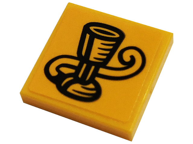 Lego Tile 2 x 2 with Black Goblet and Tail Pattern (Sticker) - Set 76382