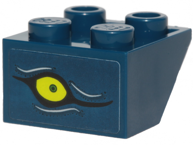 Lego Slope, Inverted 45 2 x 2 with Flat Bottom Pin with Lime Eye and White Lines Pattern (Sticker) - Set 40336