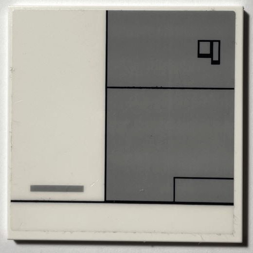 Lego Tile 6 x 6 with Bottom Tubes, Textured Surface with Hull Plates, Dark Bluish Gray Panel with Black Rectangles and Outlines Pattern (Sticker) - Set 75309