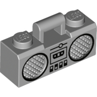 Lego Equipment Radio / Boom Box with Handle and Black Trim Print / Light Bluish Gray
