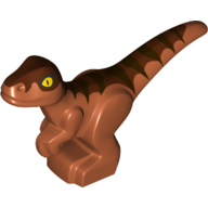 Lego Animal, Dinosaur, Raptor, Baby with Dark Brown, Reddish Brown Stripes