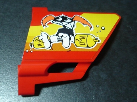 Lego Technic, Panel Fairing #22 Large Short, Small Hole, Side A with Nitro Mascot and N2O Bottles Pattern (Sticker) - Set 8146