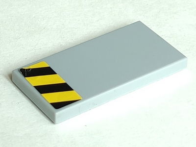 Lego Tile 2 x 4 with Black and Yellow Danger Stripes Pattern (Sticker) - Set 76018 / Light Bluish Gray