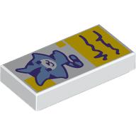 Lego Tile 1 x 2 with Sand Blue Kitten, Dark Purple Notes on yellow Background Print / White