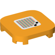 Lego Tile Round Corners 4 x 4 x 2/3 with Double Arrows and Barcode Print (Sticker) (71364-1/71368-1) / Bright Light Orange