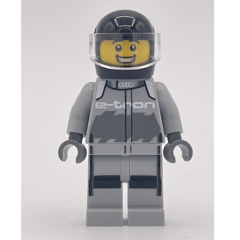 Lego Race Driver - Light Bluish Grey Racing Suit, Black Helmet