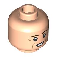 Lego Minifig Head Michael Schumacher, Eyebrows, Wrinkles, Strained Open Mouth Smile Print / Light Nougat