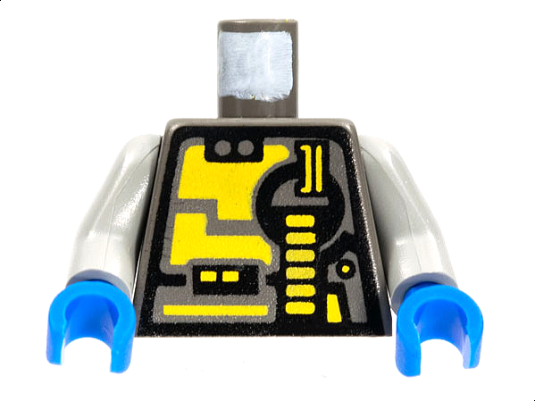 Lego Torso Space Unitron Pattern / Light Gray Arms / Blue Hands