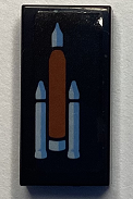 Lego Tile 1 x 2 with Dark Orange Rocket Pattern (Sticker) - Set 60351