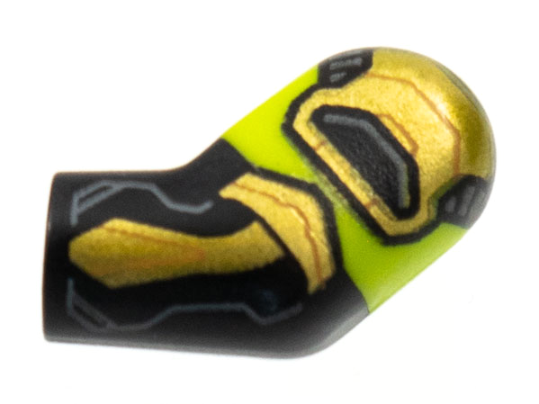 Lego Arm, Left with Lime Short Sleeve, Gold Armor Pattern / Black
