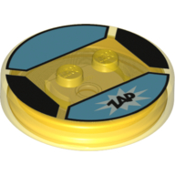 Lego Function Brick Round 4 x 4 x 2/3 with 2 Studs and "ZAP" on Light Aqua Background Print